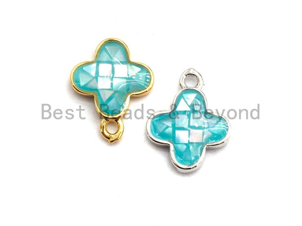 100% Natural Aqua Blue Shell Clover Pendant, Turquoise Blue Shell Charm/ Pendant, Natural Shell Charm, Shell Jewelry, 10x13mm,SKU#Z332