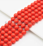 Quality Orange Mother of Pearl  Beads,6mm/8mm/10mm/12mm Round Smooth Gemstone Beads,Loose Coral Color Beads, 15.5inch strand, SKU#U422