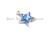 100% Natural Royal Blue Color Five Star Shell Charm, Natural Blue Star Shell Pendant, Gold/Silver plated star, 11x13mm,SKU#Z336