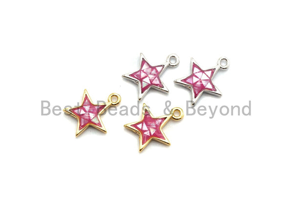 100% Natural Pink Color Five Star Shell Pendant, Pink Star Charm, Pink Shell Beads, Necklace/Bracelets Charms, 11x13mm,SKU#Z339