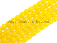 Yellow Jade Round Faceted Beads, 6mm/8mm/10mm/12mm/14mm Yellow Jade Gemstone Beads, 15.5inch strand, SKU#U439
