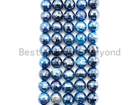 Mystic Plated Faceted Agate Beads,6mm/8mm/10mm/12mm, Plated Blue Agate Beads,15.5" Full Strand, SKU#U442 BestbeadsbeyondUS