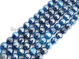 Mystic Plated Faceted Agate Beads,6mm/8mm/10mm/12mm, Plated Blue Agate Beads,15.5" Full Strand, SKU#U442 BestbeadsbeyondUS