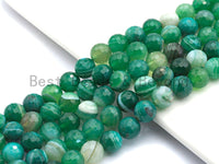 High Quality Faceted Green Banded Agate beads, 6mm/8mm/10mm/12mm Green Agate Gemstone beads, Natural Agate Beads, 15.5inch strand, SKU#U447 BestbeadsbeyondUS