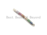 Rainbow CZ Micro Pave Bar Connector for Bracelet/Necklace, Link Connector, Spacer Connector, 3x36mm,sku#E432