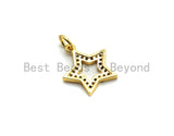 CZ Colorful Micro Pave Five Point Star Shape Pendant, Five Star Shaped Pave Pendant, Gold plated,14x15mm, Sku#F719
