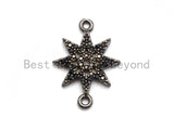 Black CZ Pave On Black Micro Pave Star Connector,Cubic Zirconia Connector,Fashion Jewelry Findings, 12x16mm, sku#A94