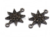 Black CZ Pave On Black Micro Pave Star Connector,Cubic Zirconia Connector,Fashion Jewelry Findings, 12x16mm, sku#A94