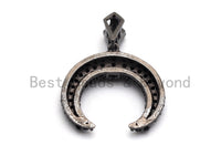 Black CZ Pave On Black Micro Pave Horn Charm Beads, Micro Paved Horn Pendant,19x19mm, sku#B97