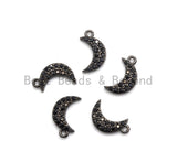 Black CZ Pave On Black Micro Pave Crescent Moon Charm Beads, Micro Paved Small Moon Pendant, 7x14mm, sku#B98