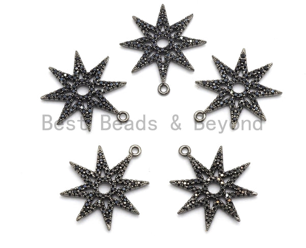 Black CZ Pave On Black Micro Pave Star Pendant/Charm,Cubic Zirconia Paved Charm, Necklace Bracelet Charm Pendant,19x21mm,1pc, sku#B99