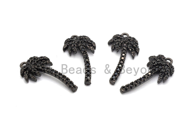 Black CZ Pave On Black Micro Pave Coconut Tree Shape Charm Beads, Cubic Zirconia Paved Coconut Tree Charm,10x19mm, sku#B103