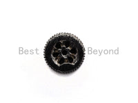 Black CZ Pave On Black Hourglass Spacer Beads, Big Large Hole Spacer Beads, Cubic Zirconia Drum Barrel Space Beads, 10x13mm, SKU#C89