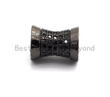 Black CZ Pave On Black Hourglass Spacer Beads, Big Large Hole beads , Cubic Zirconia Drum Barrel Space Beads, 10x8mm, SKU#C90