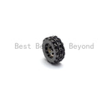 Micro Pave Black CZ Pave On Black Double Layers Big Large Hole Spacer Beads, Cubic Zirconia Black Color Spacer Beads, 7x3mm, SKU#C93