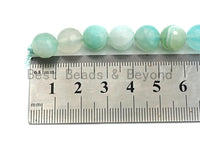 High Quality Aquamarine Color Banded Agate beads,6mm/8mm/10mm/12mm/14mm round faceted beads, Natural Agate Beads, 15.5inch strand, SKU#U453 BestbeadsbeyondUS