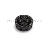 Black CZ Pave On Black Micro Pave Round With Cross Spacer Beads for Bracelet/Necklace, Spacer Beads, Cross beads, 4x11mm, sku#C99