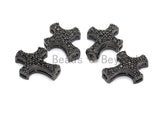 Black CZ Pave On Black Micro Pave Cross Spacer Beads with Black Crystal for Bracelet/Necklace, Spacer Beads, 14x11mm, sku#C100