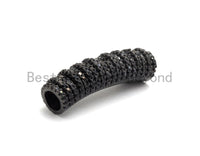 Black CZ Pave On Black 32x8mm Half Full Pave Tube for Bracelet/Necklace, Cubic Zirconia Separator Tube, Tube Beads, sku#C102