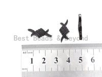 Black CZ Pave On Black Micro Pave Fish Beads/Connector for Bracelet/Necklace, Cubic Zirconia Space Connector, 9x22mm, sku#C104