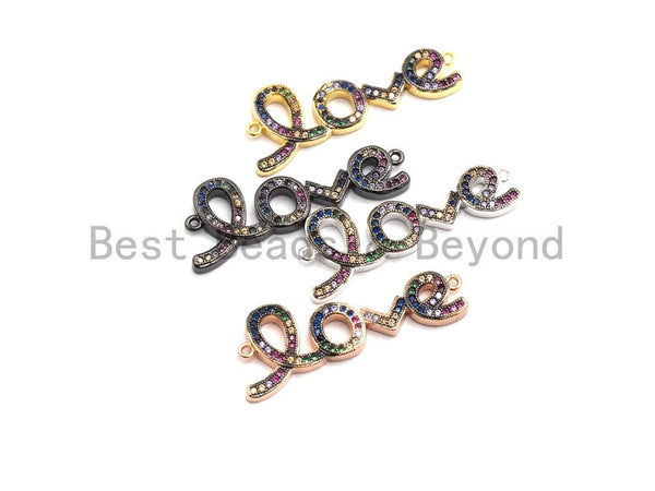 Rainbow CZ Micro Pave Love Letter Connector, Cubic Zirconia Love Pave Connector, Pave Connector, 12x34mm,sku# E420