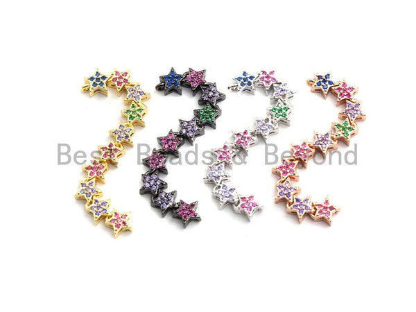 Colorful CZ Micro Pave Five Star Connector/Pendant for bracelet/necklace, Long Spacer Connector/Link/Pendant, 6x58mm, sku#E454