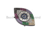 Rainbow Clear CZ Micro Pave Evil Eye Pendant, Cubic Zirconia Pendant,25x40mm, sku#F707