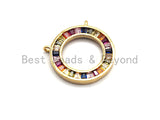 Colorful CZ Micro Pave Circular Ring  Pendant, Cz Pave Pendant, Gold/Rose Gold/Silver/Gunmetal plated, 21x21mm, Sku#F783