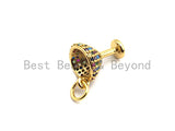 CZ Colorful Micro Pave Goblet Pendant, Trophy Shaped Pave Pendant, Gold plated, 10x12mm, Sku#F828