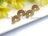 Colorful CZ Micro Pave Rainbow With Cloud Stud Earring ,Gold plated, Pave CZ Earring, 13x19mm,sku#J93 Bestbeads&Beyond