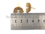 Colorful CZ Micro Pave Rainbow With Cloud Stud Earring ,Gold plated, Pave CZ Earring, 13x19mm,sku#J93 Bestbeads&Beyond