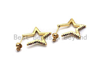 Colorful CZ Micro Pave Star Shaped Cuff Earring, Pave Star Huggies, Wrap Earring,8x22mm,sku#J94