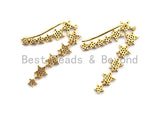 Colorful CZ Micro Pave Long Stars Hook Earring ,Gold plated, Minimal Earring, Fashion Jewelry,8x43mm,sku#J98