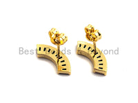 Colorful CZ Micro Pave Rainbow Shaped Earring, Earring Stud, Gold plated, Earring Findings,4x15mm,sku#J103 Bestbeads&Beyond