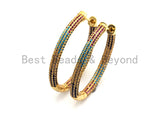 Colorful CZ Micro Pave Rainbow Large Hoop Earring, Gold Hoops earrings, Huggies Earrings,Minimal earrings,sku#J106