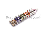 Rainbow CZ Micro Pave Ear Of Wheat Shape Connector for Bracelet/Necklace, Cz Space Connector, Jewelry Findings,9x43mm,sku#E476