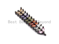 Rainbow CZ Micro Pave Ear Of Wheat Shape Connector for Bracelet/Necklace, Cz Space Connector, Jewelry Findings,9x43mm,sku#E476