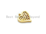 CZ Micro Pave Multi Fuchsia Pink Color Heart Shape Charm, Cubic Zirconia Pendant, Silver/Gold/Rose Gold/Gunmental Plated,10x12mm, Sku#B118