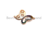 CUTE Colorful CZ Micro Pave Butterfly Connector for Bracelet/Necklace, Link Connector, Spacer Connector, 12x15mm,sku#E421