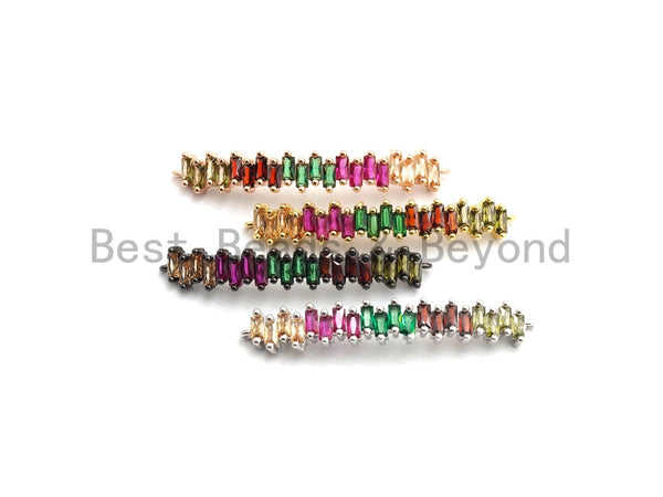 Rainbow CZ Micro Pave Bar Connector for Bracelet/Necklace, Link Connector, Spacer Connector, 7x41mm,sku#E431