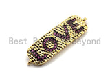 Colorful Cz Micro Pave Bar With LOVE Letter Connector,Cobalt/Fuchsia/Turquoise/Green/Multicolor Pave Connector,10x35mm, sku#E485