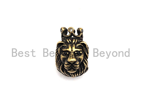 Antique Color Lion King Head Bead, Men's Bracelet Beads, Large Hole Beads, 9x14x13mm,1pc,sku#Y202
