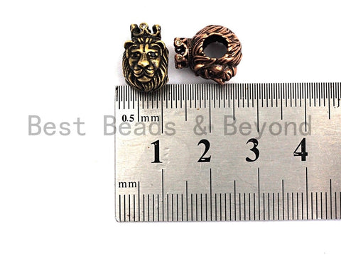 Antique Color Lion King Head Bead, Men's Bracelet Beads, Large Hole Beads, 9x14x13mm,1pc,sku#Y202