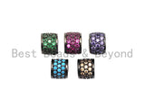 6x7mm Colored CZ Large Hole Cylinder/Drum Barrel Micro Pave Beads, CZ Big Hole Spacer Beads, Large Hole Spacer, sku#Y203