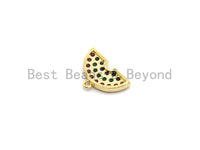 Multi Color CZ Micro Pave Rainbow Pendant, Semicircle Shaped Pave Pendant/Charm, Gold plated, 16x11mm, Sku#B110
