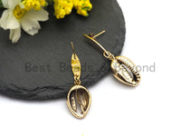 Gold Cowrie Shell Earring,Gold Earring, Gold Earring,Cowrie shell earrings, Shell earrings, Shell hoops, Cowrie Boho earrings, SKU#V43