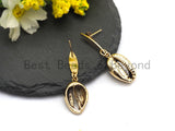 Gold Cowrie Shell Earring,Gold Earring, Gold Earring,Cowrie shell earrings, Shell earrings, Shell hoops, Cowrie Boho earrings, SKU#V43