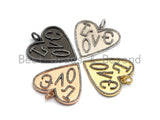 Large Cz Micro Pave Heart With LOVE Pendant,Cubic Zirconia Pendant/Charm,Gold/Black/Silver/Rose Gold,41mm, sku#F630