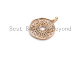 CZ Micro Pave Filigree Hollow out Flower Pendant, Cubic Zirconia Rose Gold/Silver/Black Focal Pendant, 33x35mm,sku#F637