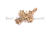 Large CZ Micro Pave Fancy Cross Pendant, Cubic Zirconia Charm/Pendant, rhinestones Jewelry Findings, 33x43mm,sku#F640